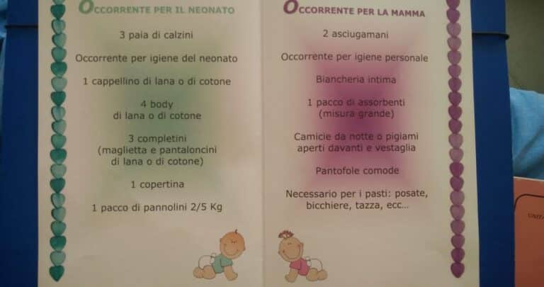 Cosa mettere nella valigia per il parto all'Ospedale Santa Maria della Misericordia - Urbino
